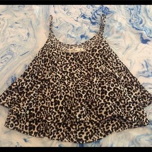 Leopard print ruffled Hollister tank top